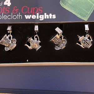 Set of 4 Teapot & Tea Cup Tablecloth Weights